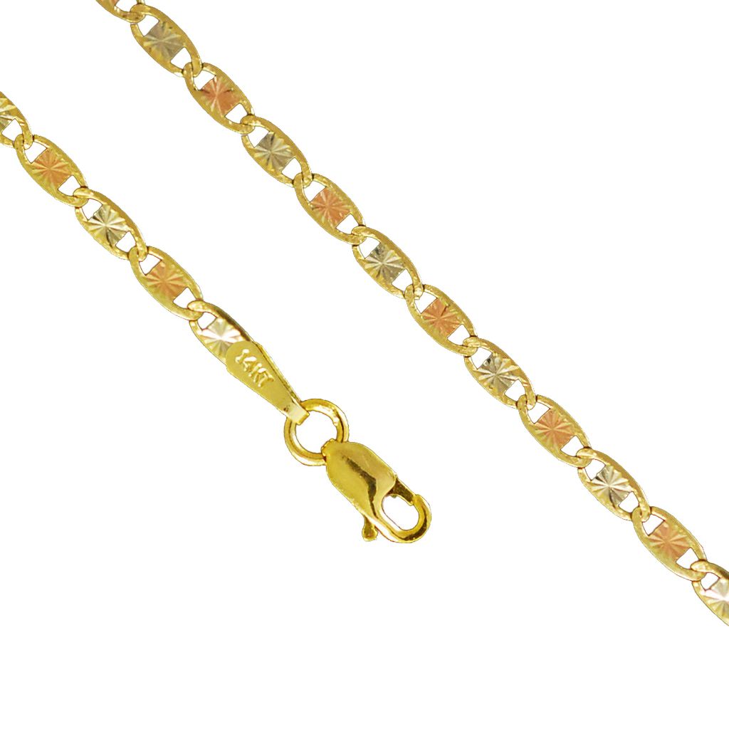 14K Yellow White Rose Gold 6.3mm Necklace Chain Link Lobster Clasp 18 Inches R4945