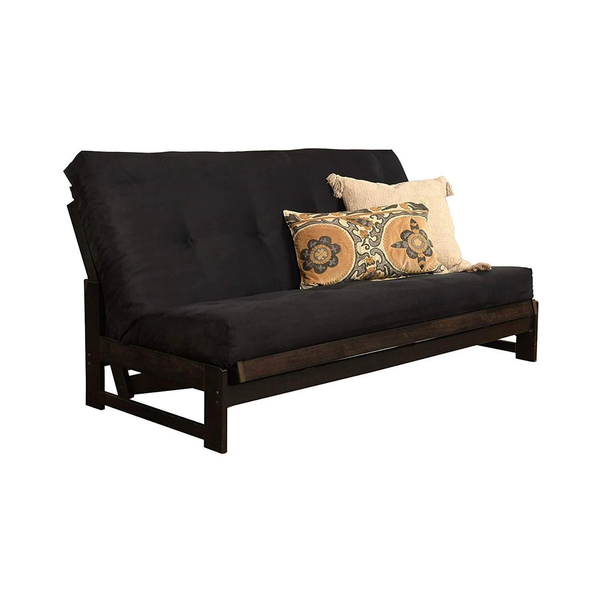 Vintage Futon Frame with Suede Black Mattress E7176