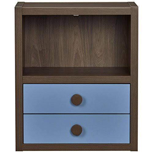 Blue Walnut Modular Bookcase with Drawers E1704