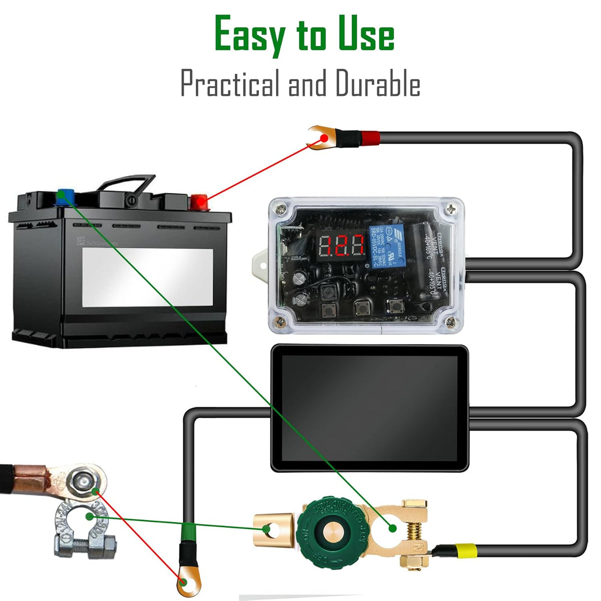 12V Battery Disconnect Switch with LED Digital Voltmeter Display Dual Wireless Control M594