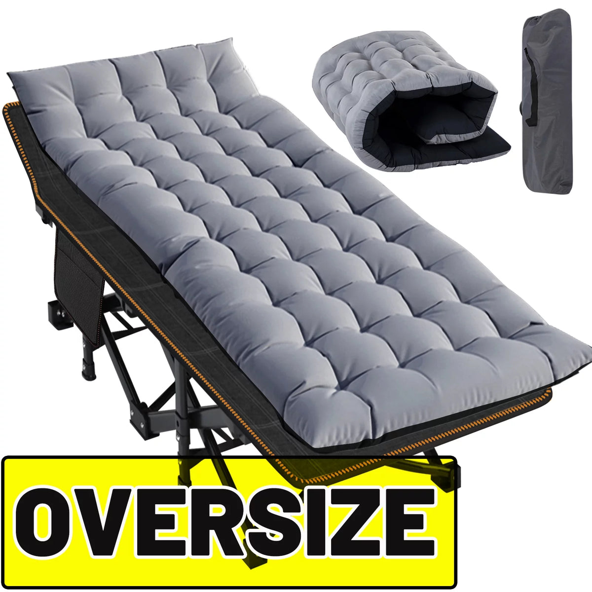78" Oversized Folding Cot with Mattress and Carry Bag V28113