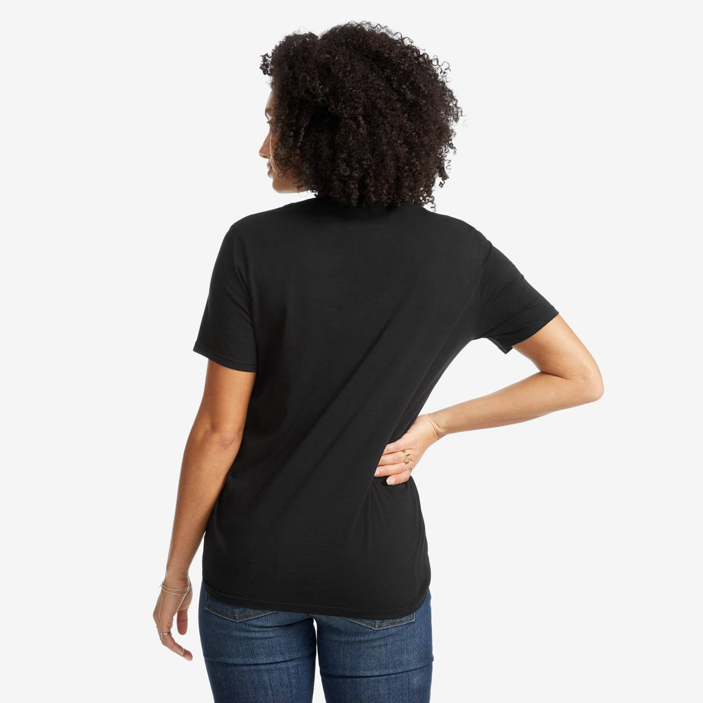 Black Cotton V-Neck T R698329