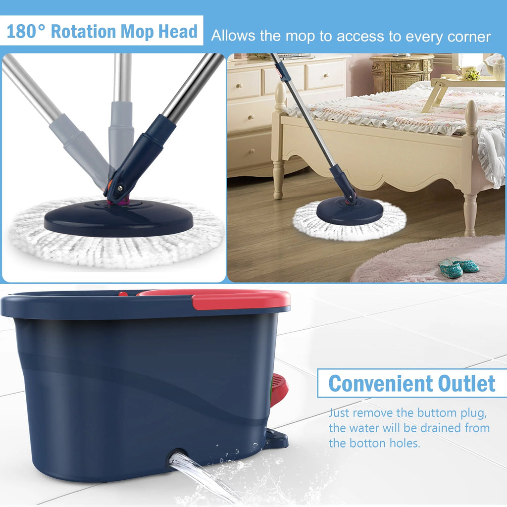 Green Spin Mop and Bucket with Wringer Set I6991
