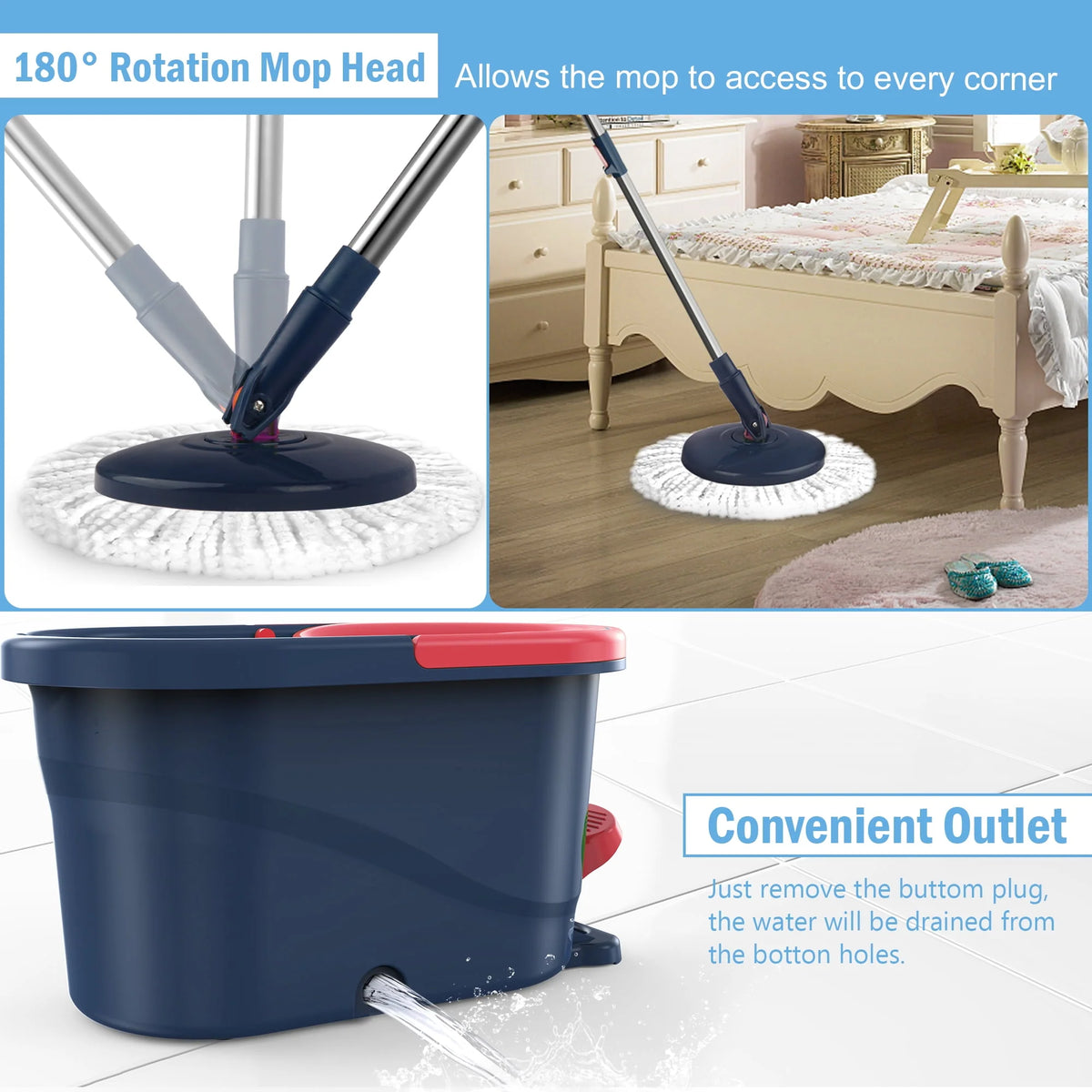 Green Spin Mop and Bucket with Wringer Set I6991