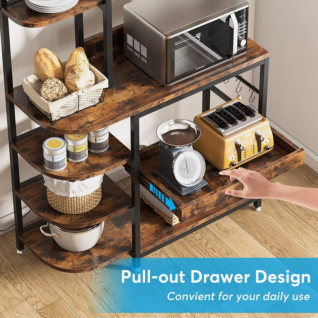 Brown 10-Tier Kitchen Bakers Rack with Power Outlets I41945