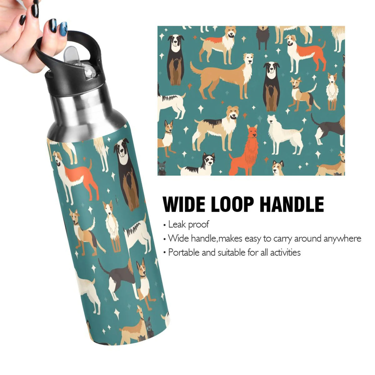 20 oz Insulated Stainless Steel Water Bottle with Straw Lid X5602