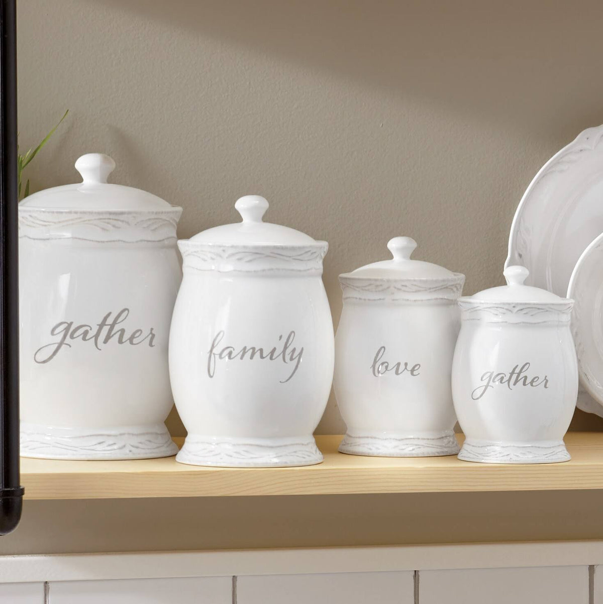 White 4-Piece Canister Set K259