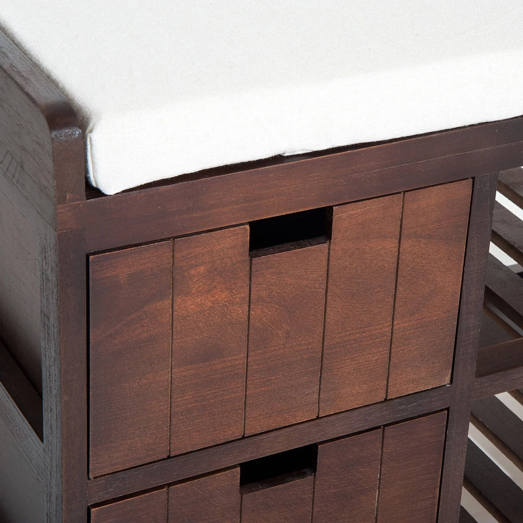 Compact Rustic Wooden Shoe Rack Bench with Drawers O9584