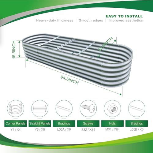Galvanized Raised Garden Bed Dark Grey X261