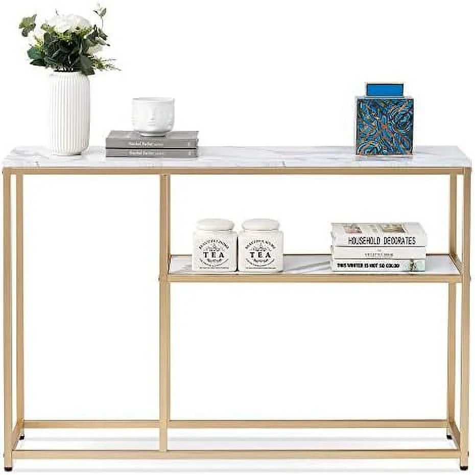 Narrow White Marble Console Table 47 inch P4745