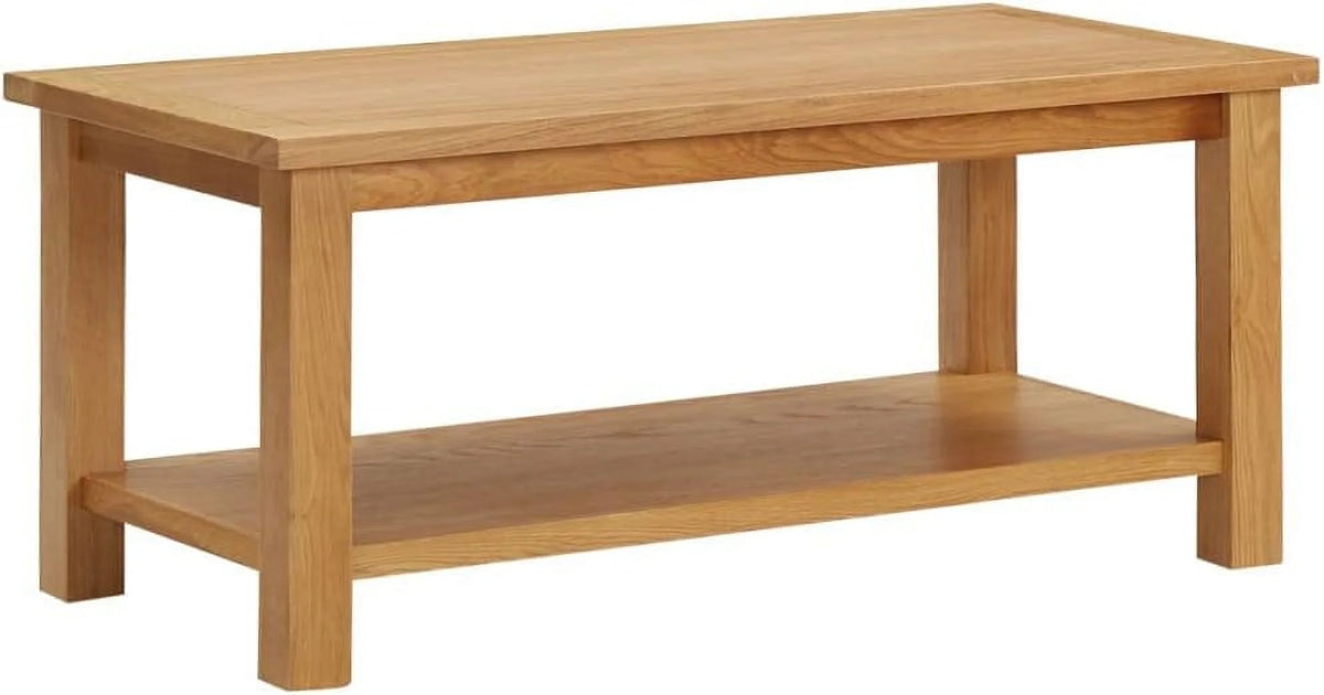 Solid Oak Wood Coffee Table Brown Dark Rectangular 35.4"x17.7"x15.7" P152