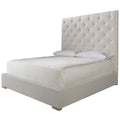 White Tufted King Panel Bed A384488