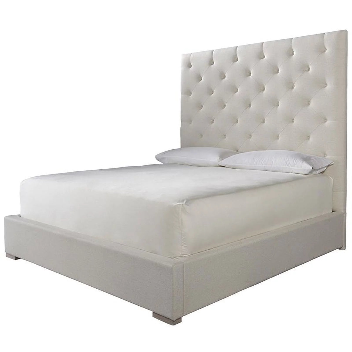 White Tufted King Panel Bed A384488