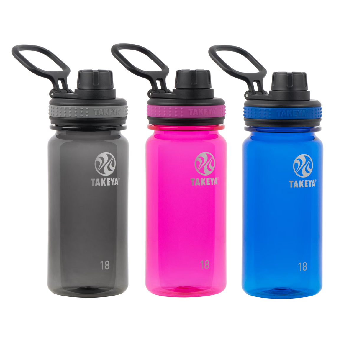 18oz Spout Bottle 3pk Black Fuchsia Royal D178