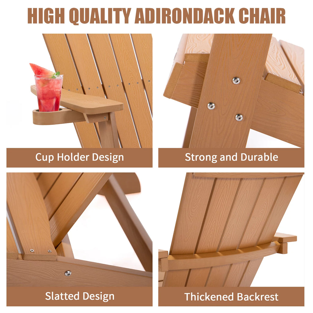 Brown Adirondack Chair with Cup Holder Z924