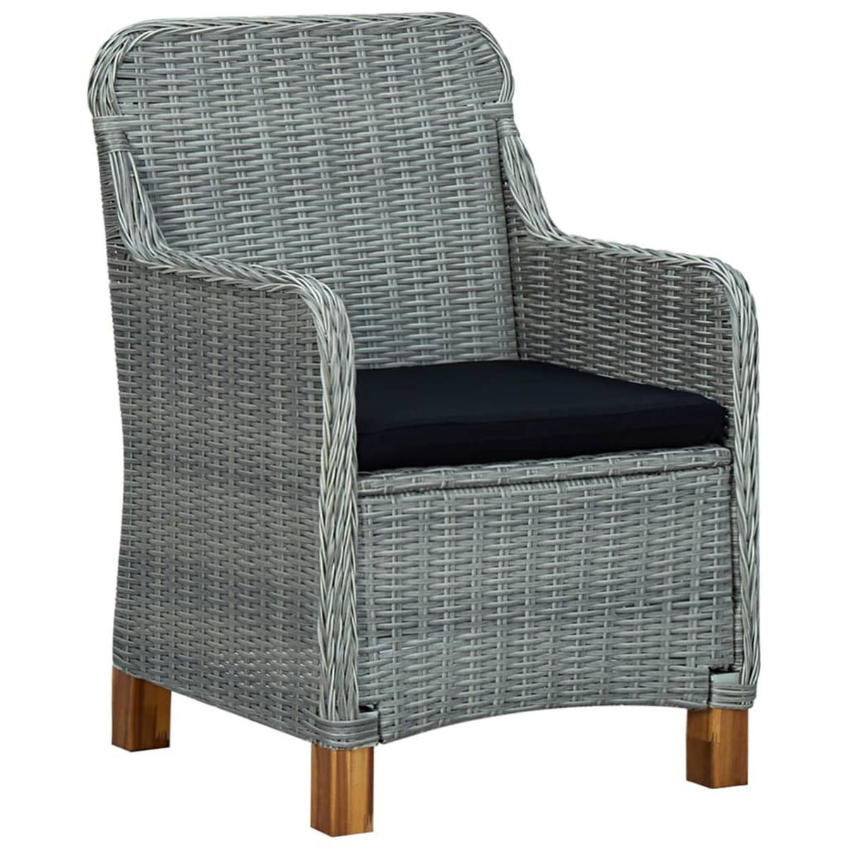 3 Piece Patio Lounge Set with Seat Cushion and Table Light Gray Poly Rattan Steel Frame J61189