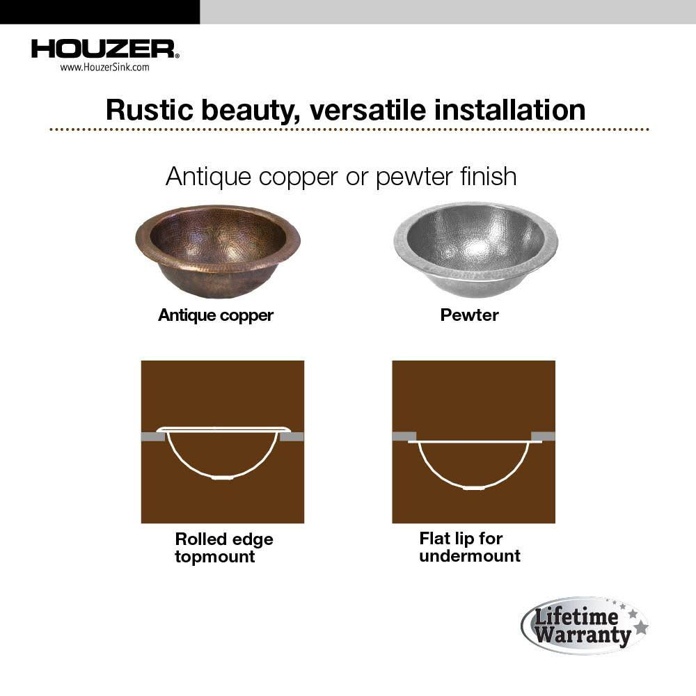 Lustrous Pewter Copper Self Rimming Sink H34036