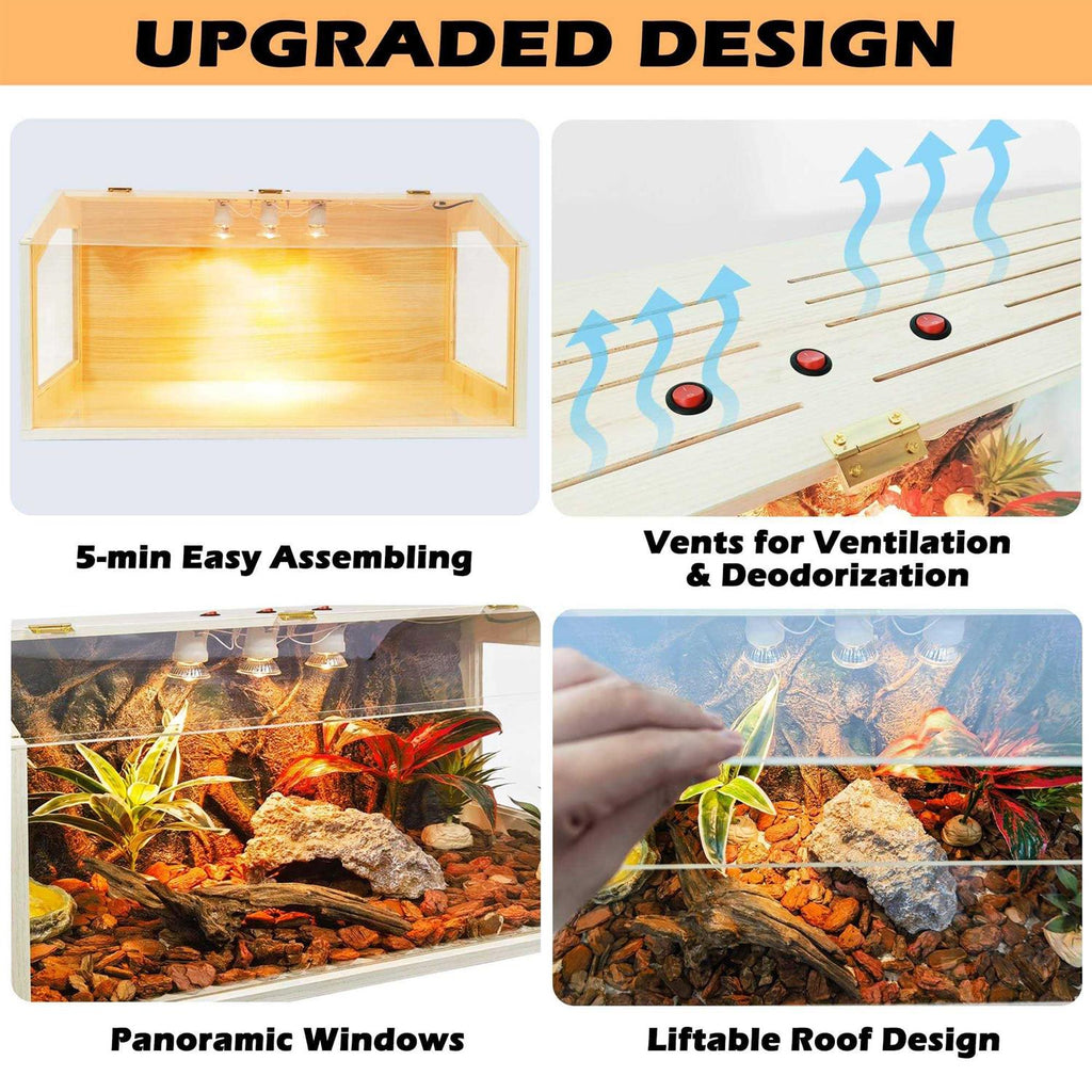 68 Gallon Reptile Terrarium Tank with Roof Door D69992