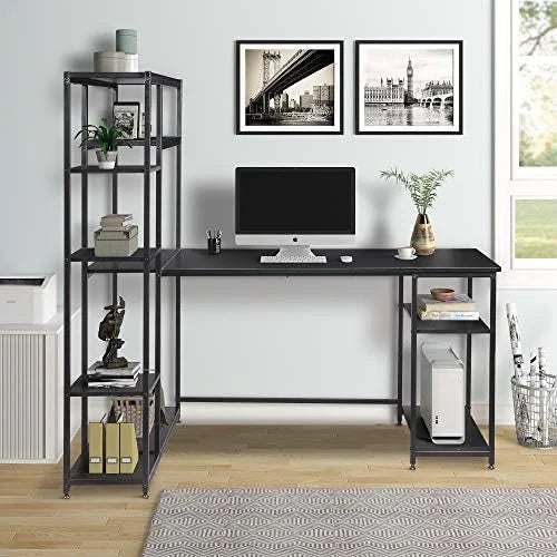 L-Shaped Computer Desk with Hutch Bookshelf 63-Inch B197653