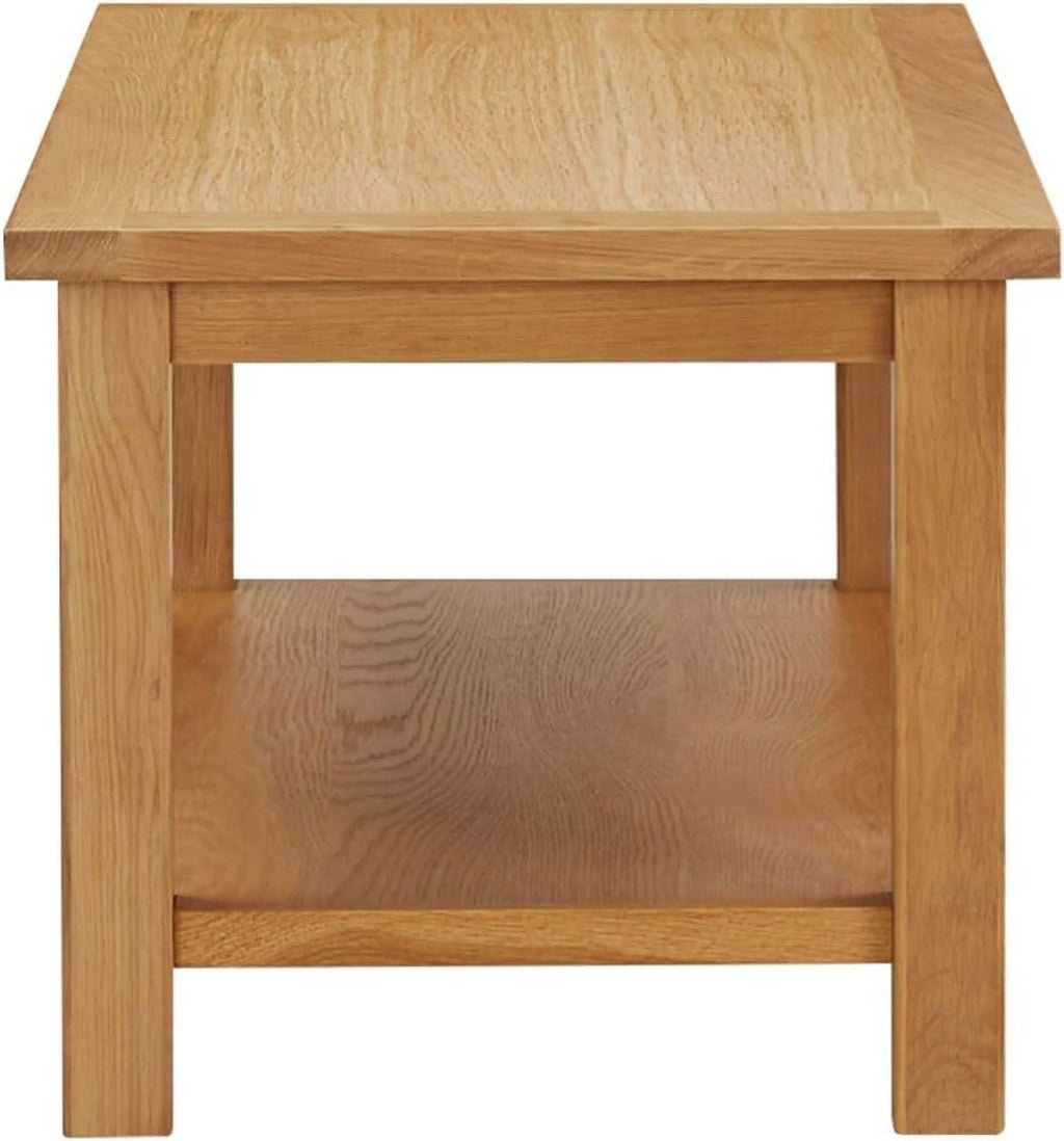 Solid Oak Wood Coffee Table Brown Dark Rectangular 35.4"x17.7"x15.7" P152