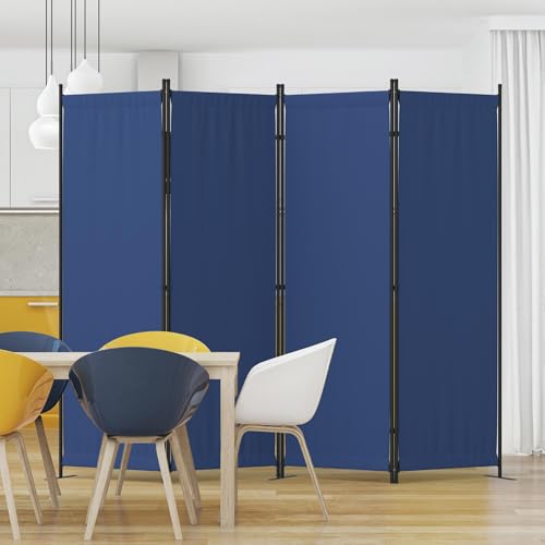 4 Panel Folding Privacy Screen Room Divider with 3 Metal Feet I7974
