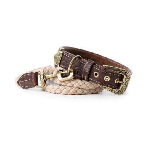 Genuine Embossed Italian Leather Dog Collar I957