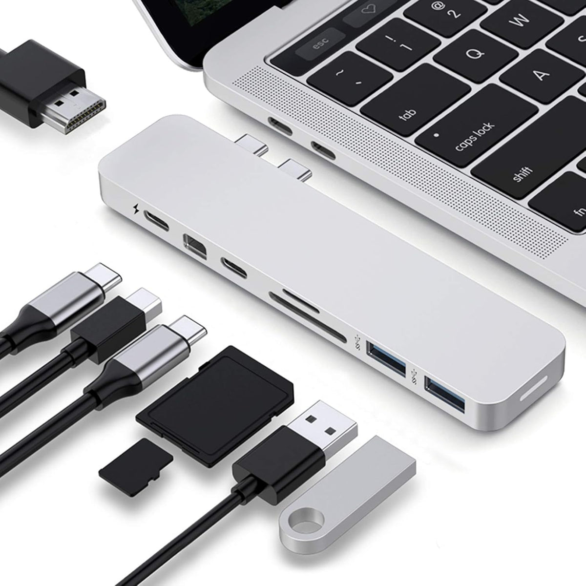 USB C Hub Adapter with 4K HDMI, microSD/SD Card Reader E1223