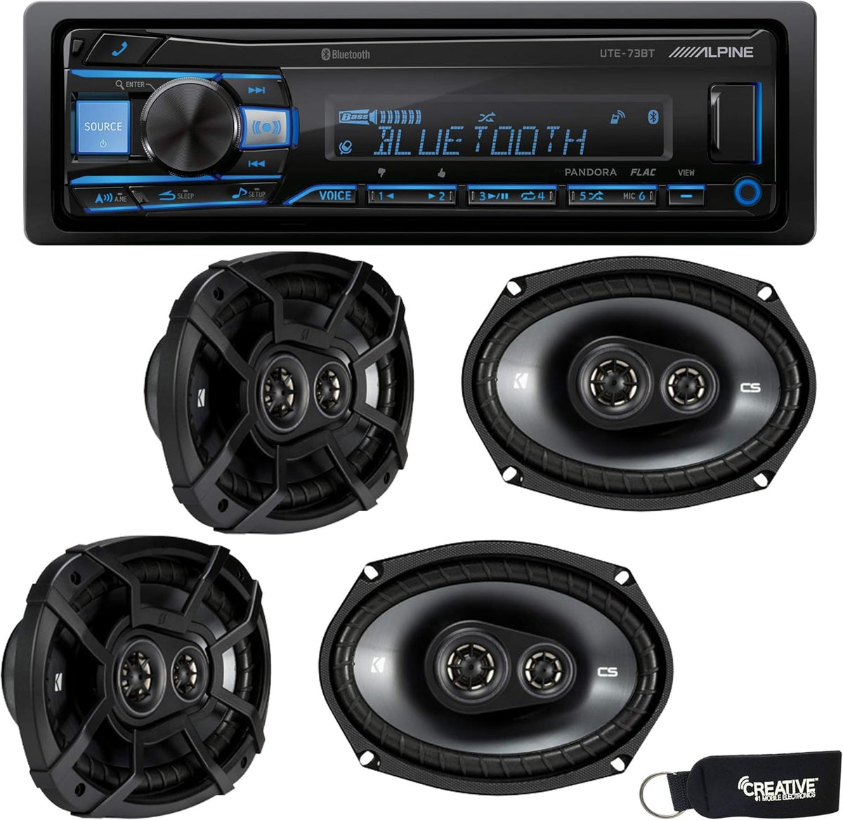 Bluetooth Receiver and Two Pairs of 6x9" Three-Way Coaxial Speakers H937134