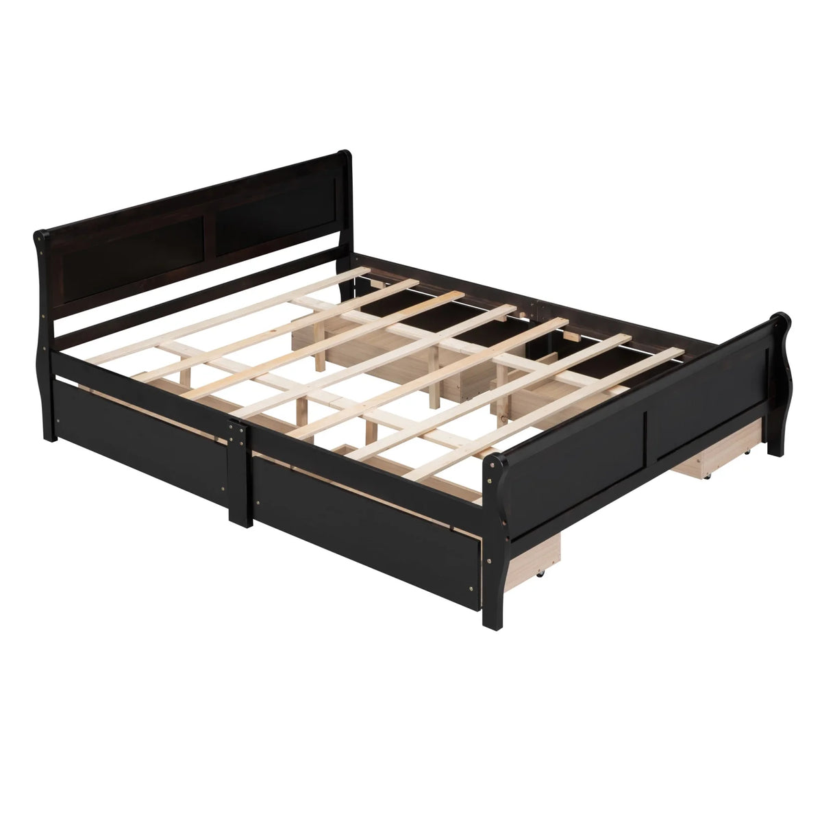 Queen Size Wood Platform Bed with 4 Drawers Y5346