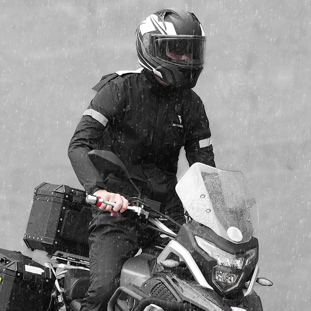 Men Motorcycle Reflective Waterproof Rain Jacket and Pants Rain Gear Q3983