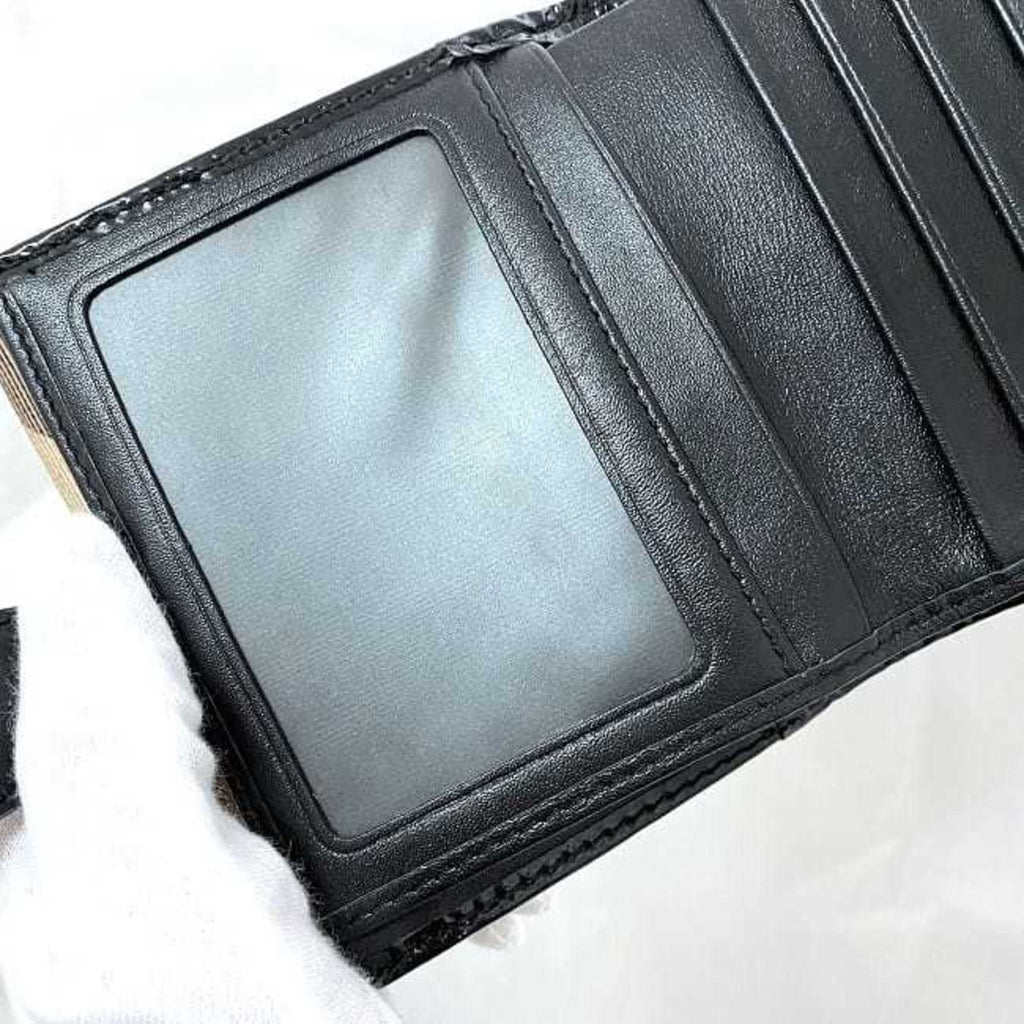 Pre-Owned Beige Black Check PVC Patent Leather Wallet W2194