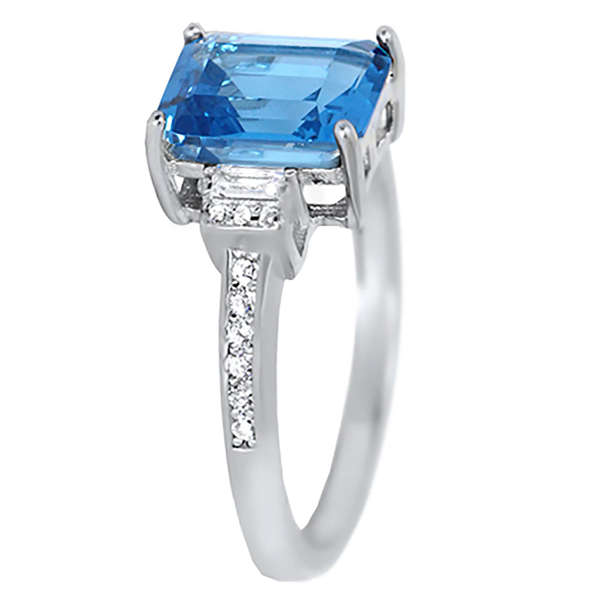 Sterling Silver Simulated Blue Topaz Ring Size 7 C44512