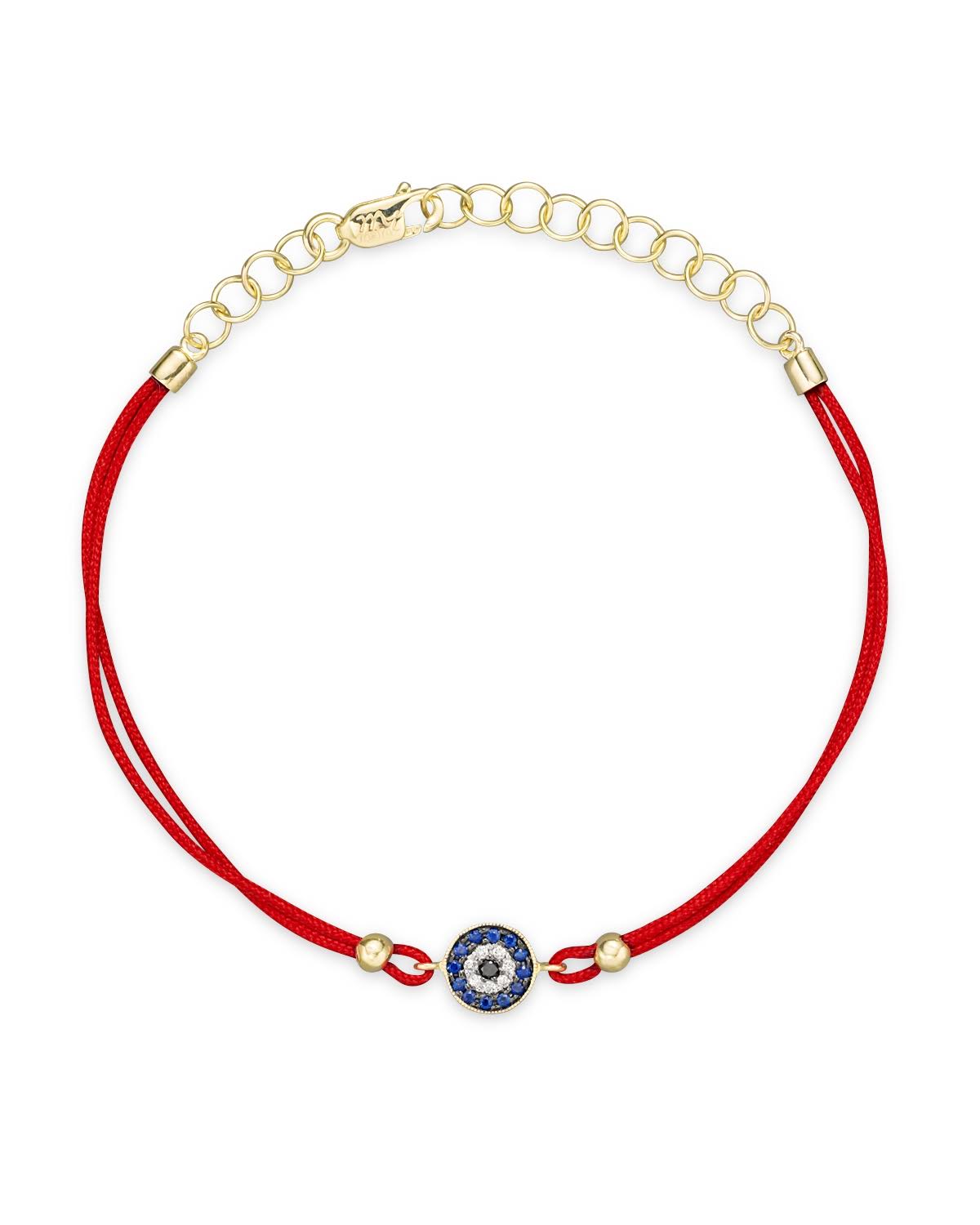 Diamond Blue Sapphire 14K Yellow Gold Evil Eye Bracelet W78899
