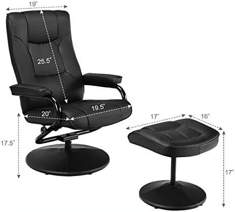 Gray PU Leather Recliner Chair with Ottoman S909400
