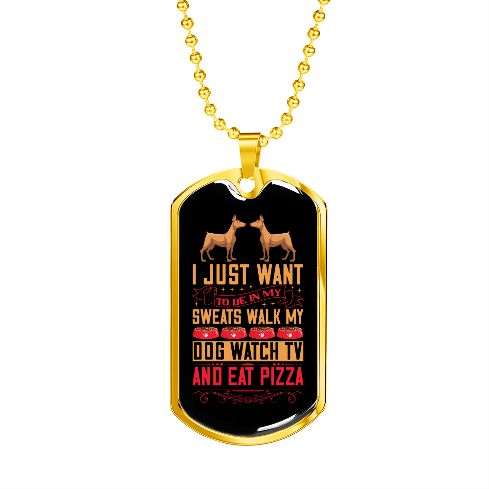 Stainless Steel or 18k Gold Dog Tag Necklace with 24" Chain S392