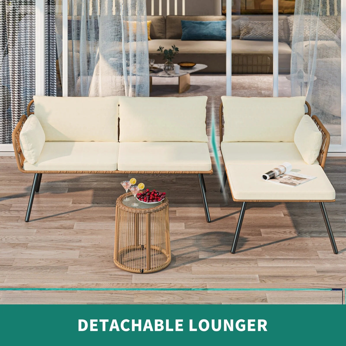 3-piece Woven Outdoor Sectional Sofa Set P485183