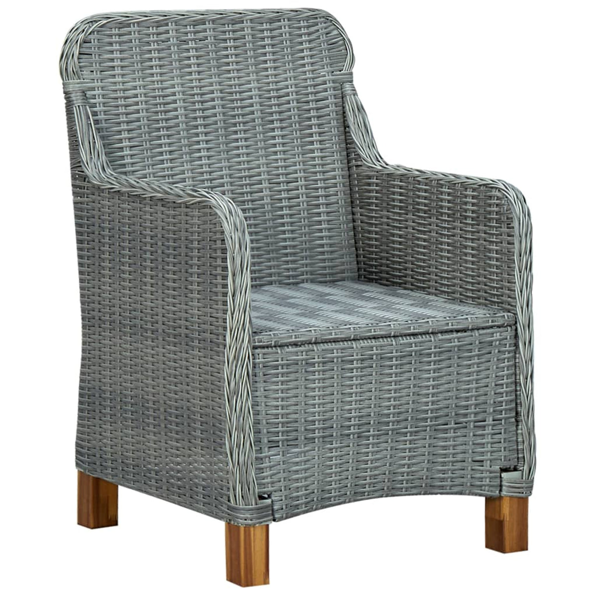 3 Piece Patio Lounge Set with Seat Cushion and Table Light Gray Poly Rattan Steel Frame J61189