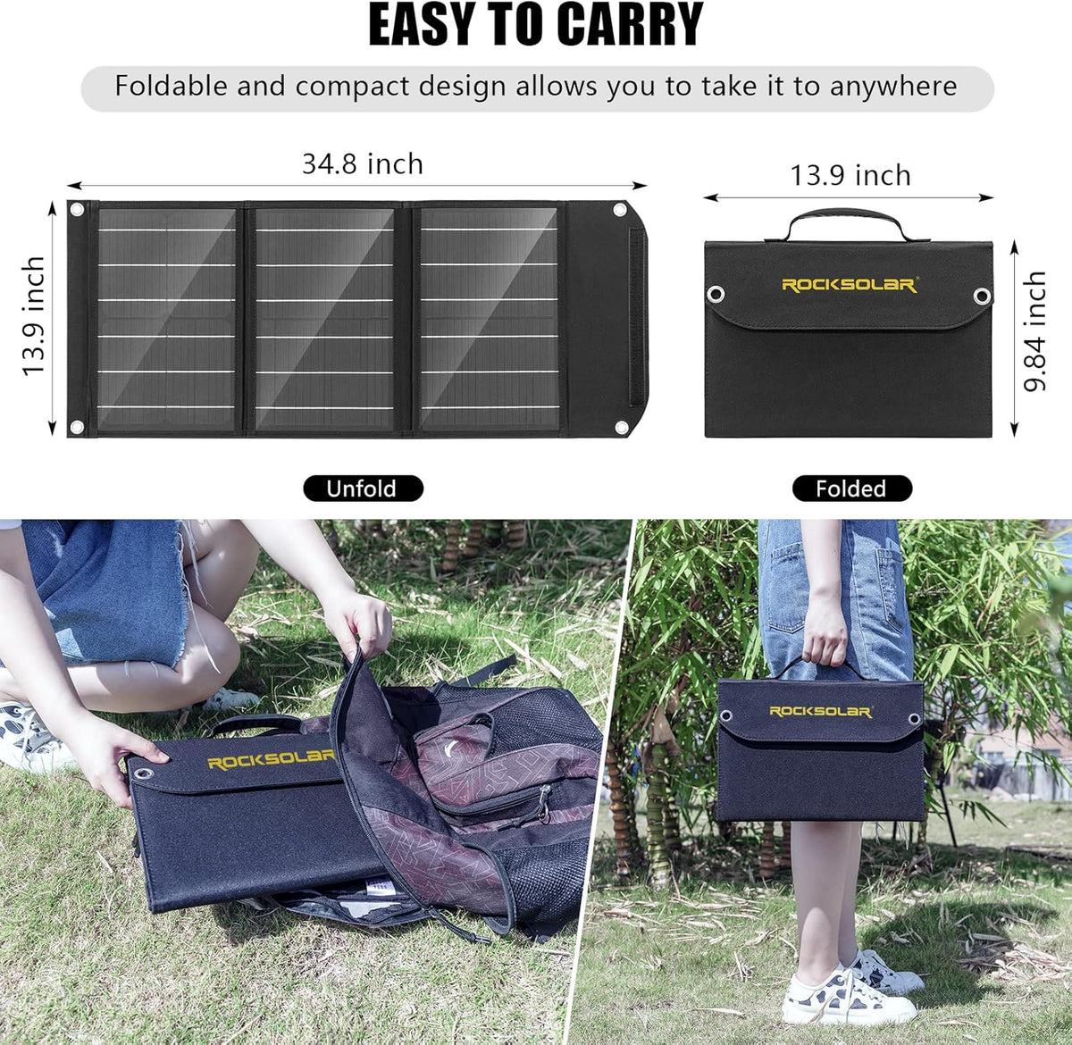 30 Watt Foldable Solar Panel Kit with Multiple 12V DC/USB/USB C PD Outlets W51612